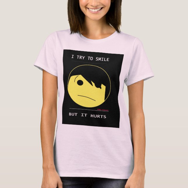 EMO Emotioncons!!) "hurts to smile" T-Shirt (Front)