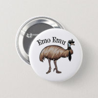 Emo Emu Funny Humor Pinback Button Pin 
