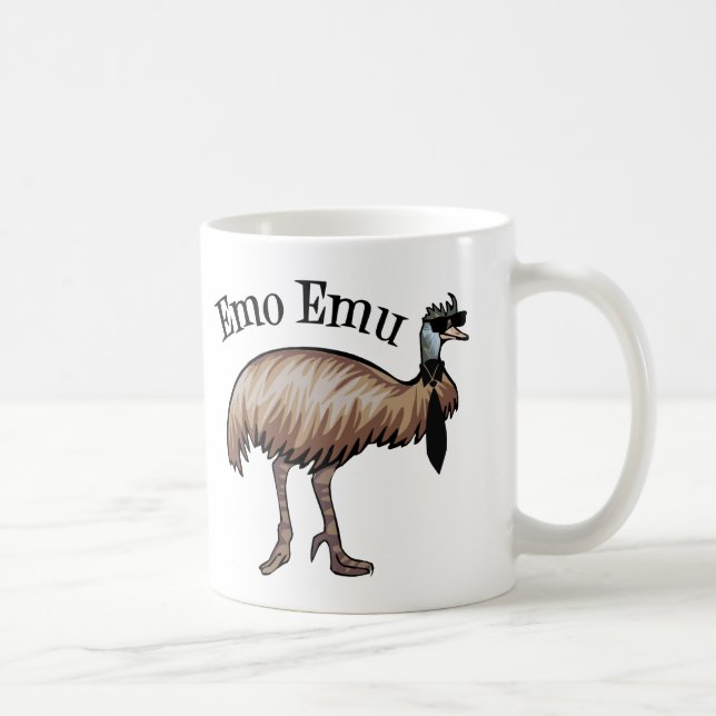 Emo Emu Funny Hipster Coffee Mug (Right)