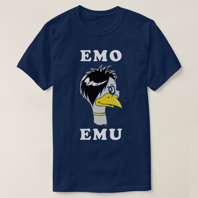 Emo Emu   Funny Metal Goth Emu Bird  T-Shirt (Design Front)