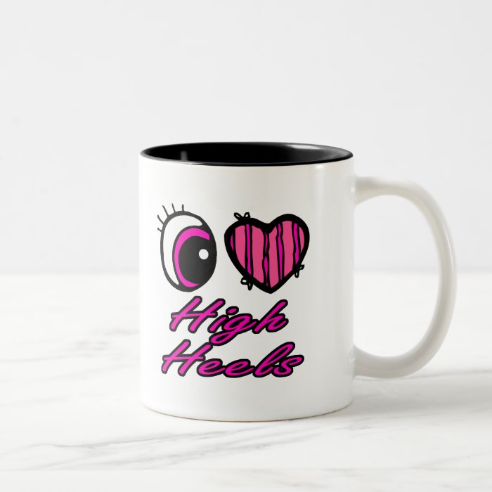 Emo Eye Heart I Love High Heels Coffee Mugs