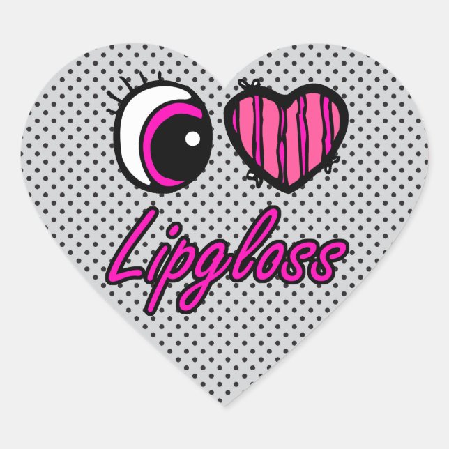 Emo Eye Heart I Love Lipgloss Sticker (Front)