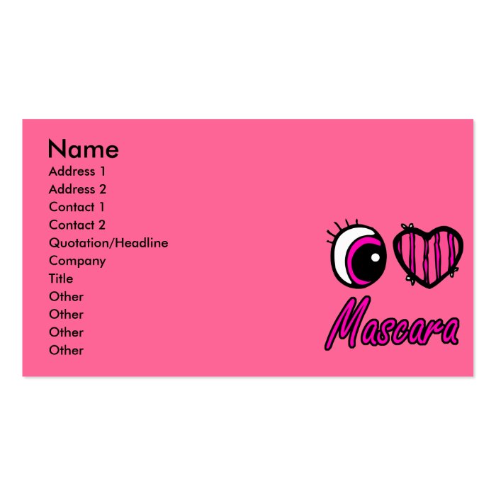 Emo Eye Heart I Love Mascara Business Card Templates