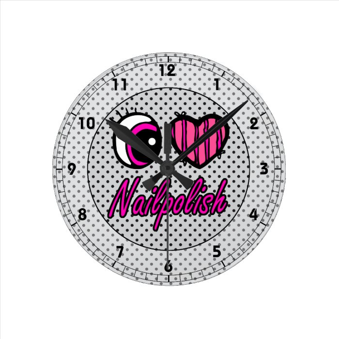Emo Eye Heart I Love Nail polish Clock