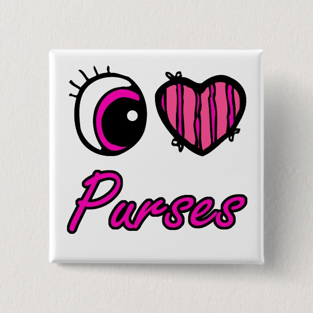 Emo Eye Heart I Love Purses Button (Front)