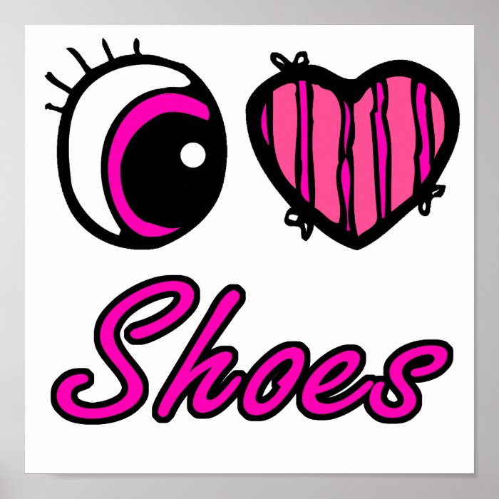 Emo Eye Heart I Love Shoes Print