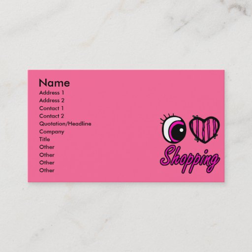Customizable Emo Eye Heart I Love Shopping Business Card Templates