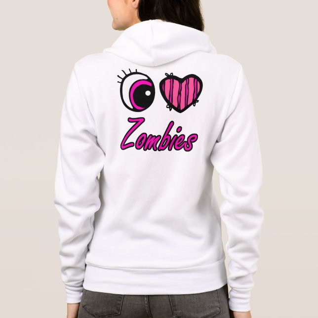 Emo Eye Heart I Love Zombies Hoodie (Back)