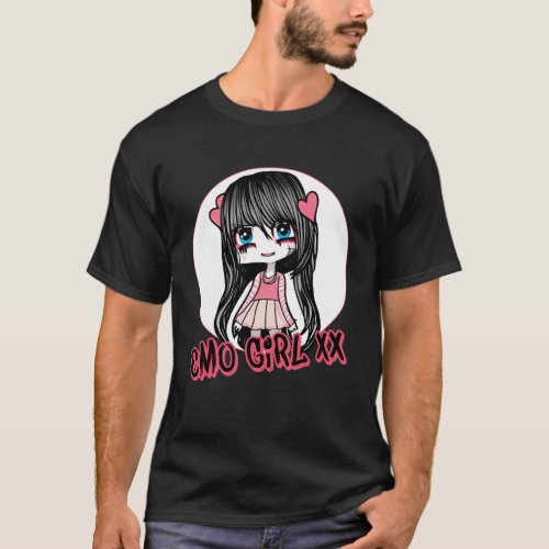 Emo Girl Cute Scene Aesthetic Punk Music Fans Pull T_Shirt