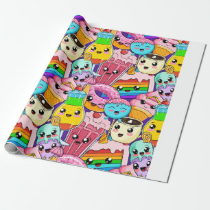 emo-girl-kawaii-seamless-pattern wrapping paper