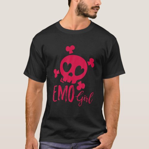 Emo Girl Pink Skull Emo Goth Music Teens Emotional T_Shirt