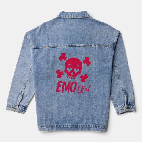 Emo Girl Pink Skull Goth Scene Kid Emo Music 2000s Denim Jacket
