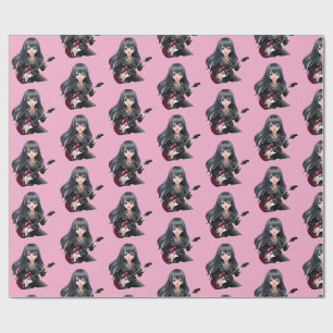 Emo girl with long black hair wrapping paper