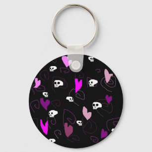 EMo & Goth Skulls and Hearts Keychain