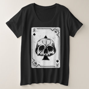 Emo Gothic And Punk Ace of Spades Poker Game Plus Size T-Shirt