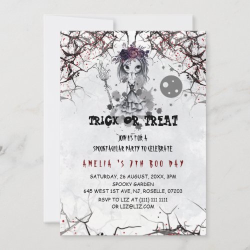 Emo Gothic Cute Girl Birthday Invitation