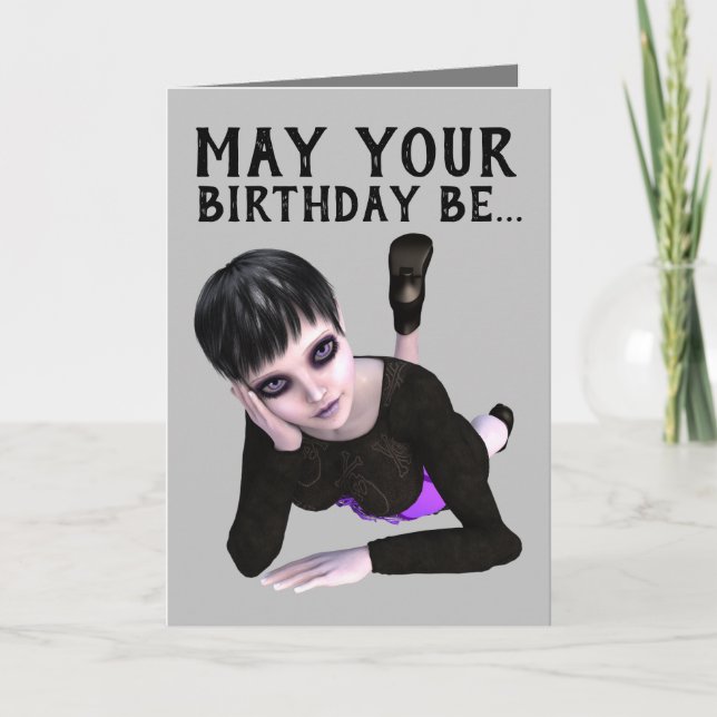 EMO GOTHIC GIRL, TWISTED BIRTHDAY CARDS (Front)