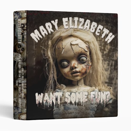 Emo Gothic Haunted Doll Creepy Planner 3 Ring Binder
