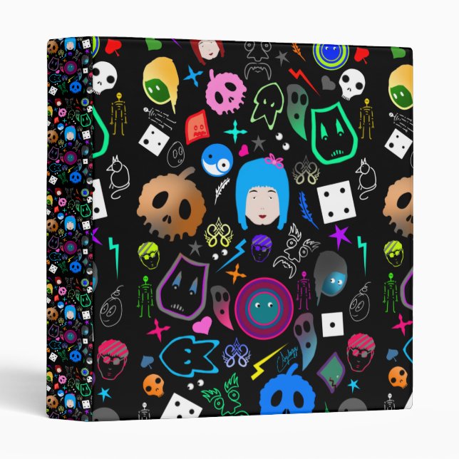 Emo Halloween pattern 3 Ring Binder (Front/Spine)