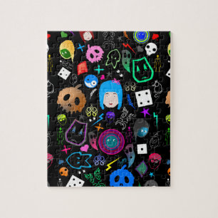 Emo Halloween pattern Jigsaw Puzzle