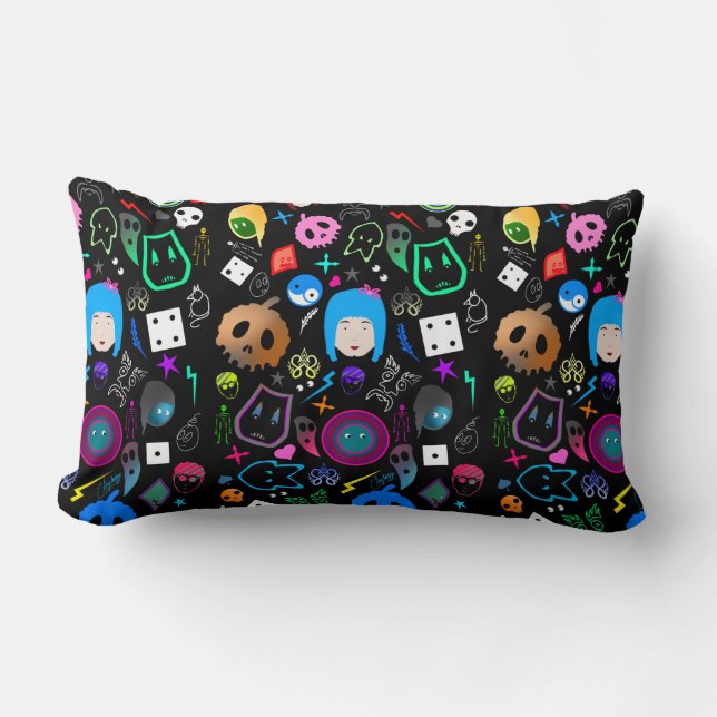 Emo Halloween pattern Lumbar Pillow (Front)