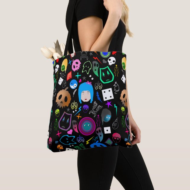 Emo Halloween pattern Tote Bag (Close Up)