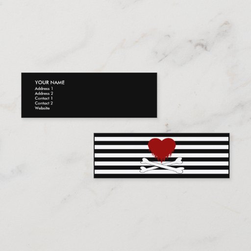 Customizable emo heart and crossbones. (see back) business card template