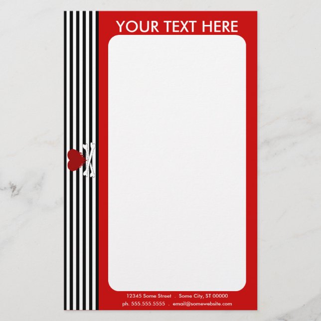 emo heart and crossbones stationery (Front)