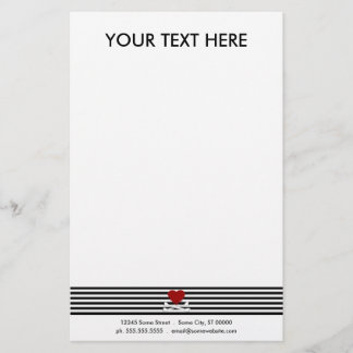 emo heart and crossbones stationery