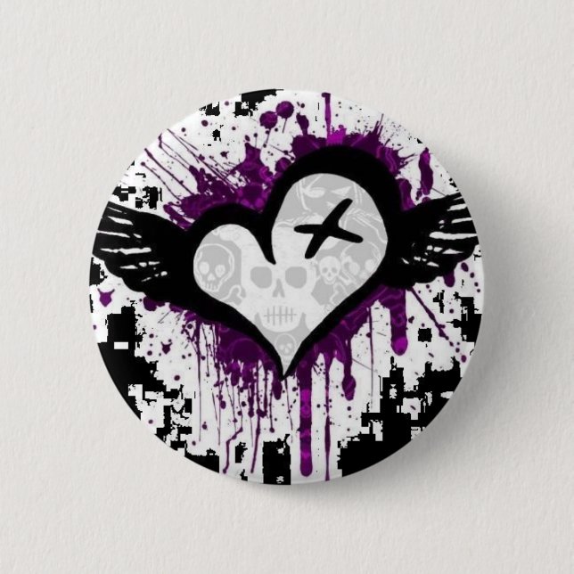 emo heart pinback button (Front)