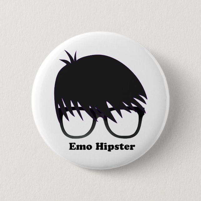 Emo Hipster Pinback Button (Front)