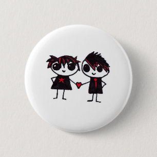 Emo in love pinback button