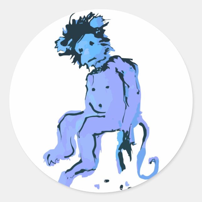 emo monkey ink classic round sticker (Front)