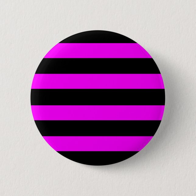 Emo Pink & Black Stripes - Alternative Grunge Rock Pinback Button (Front)