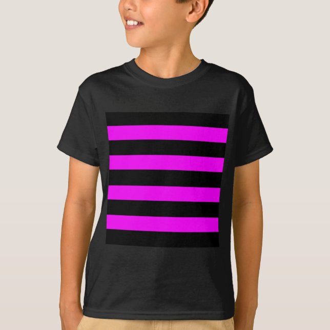 Emo Pink & Black Stripes - Alternative Grunge Rock T-Shirt (Front)