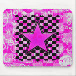 Emo Pink Graffiti Star Checkers Mouse Pad