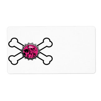 emo pink skull bottlecap crossbones label