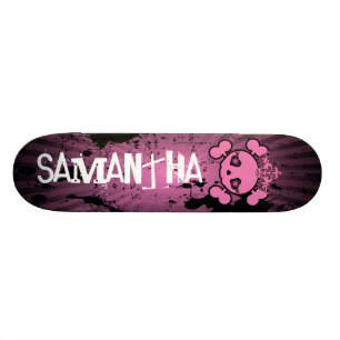 EMO Pink Skull Crossbones Comp Skateboard