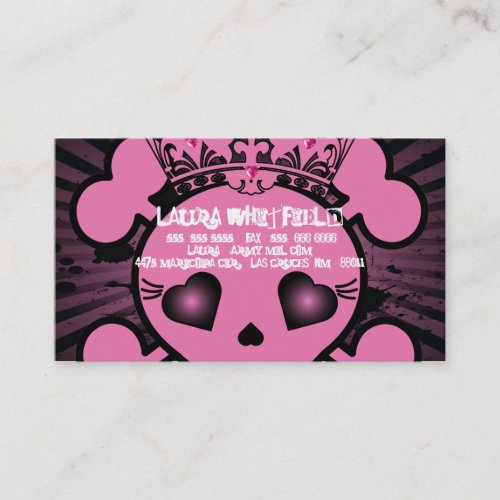 EMO Pink Skull Crossbones Girly Business Card
