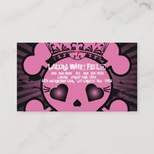 Customizable EMO Pink Skull Crossbones Girly Business Card