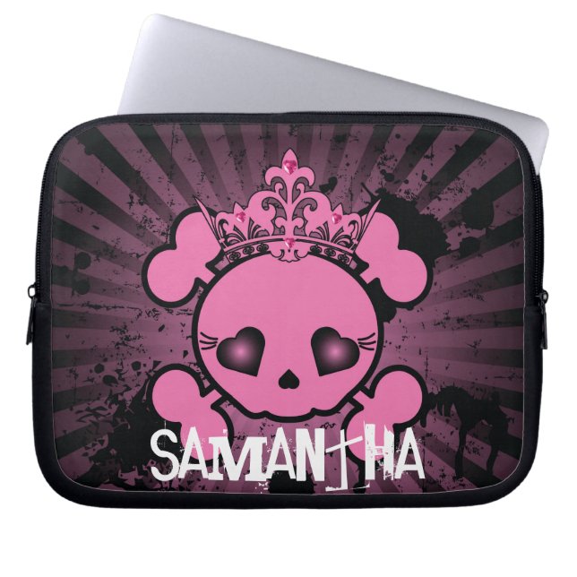 EMO Pink Skull Crossbones Laptop Protective Case (Front)