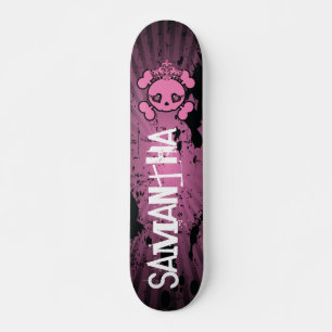 EMO Pink Skull Crossbones Old School Skateboard Deck