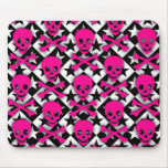 Emo Pink Skulls & Stars Mouse Pad