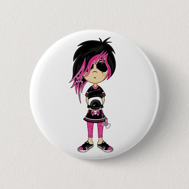 Emo Punk Girl Badge Button (Front)