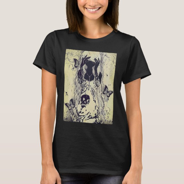 Emo punk graphic  womens summer graphic skull butt T-Shirt (Front)