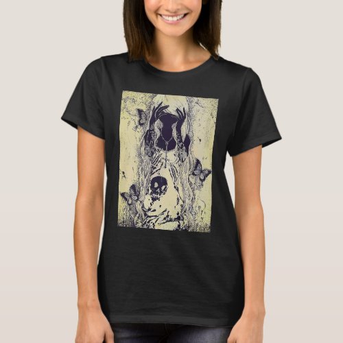 Emo punk graphic womens summer graphic skull butte T_Shirt