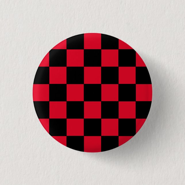 Emo Red & Black Checkerboard Button (Front)
