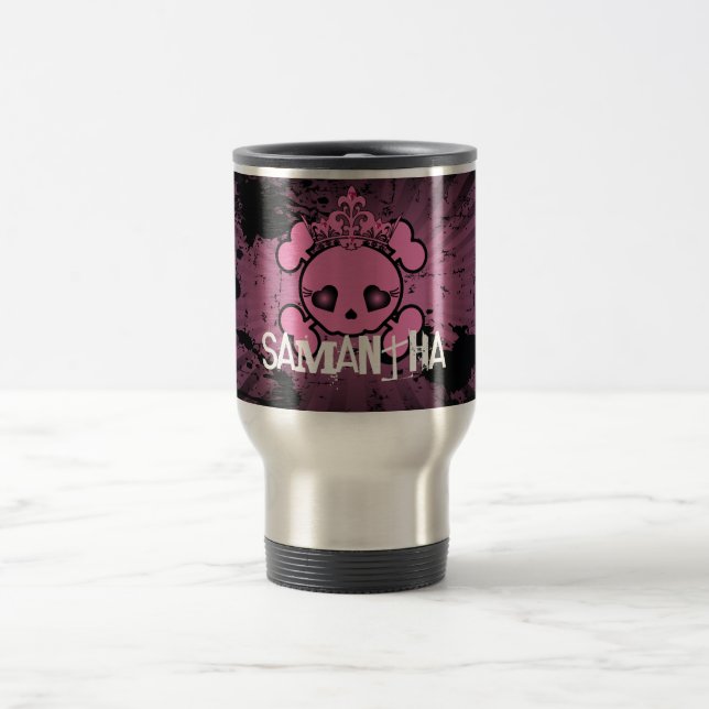 EMO Skull 15 oz. Stainless steel Travel Mug Cup (Center)
