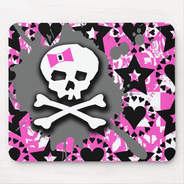 Emo Skull & Bones Mouse Pad (Front)