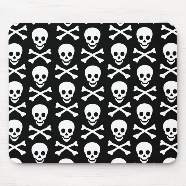 Emo Skull & Bones Pattern Mouse Pad (Front)